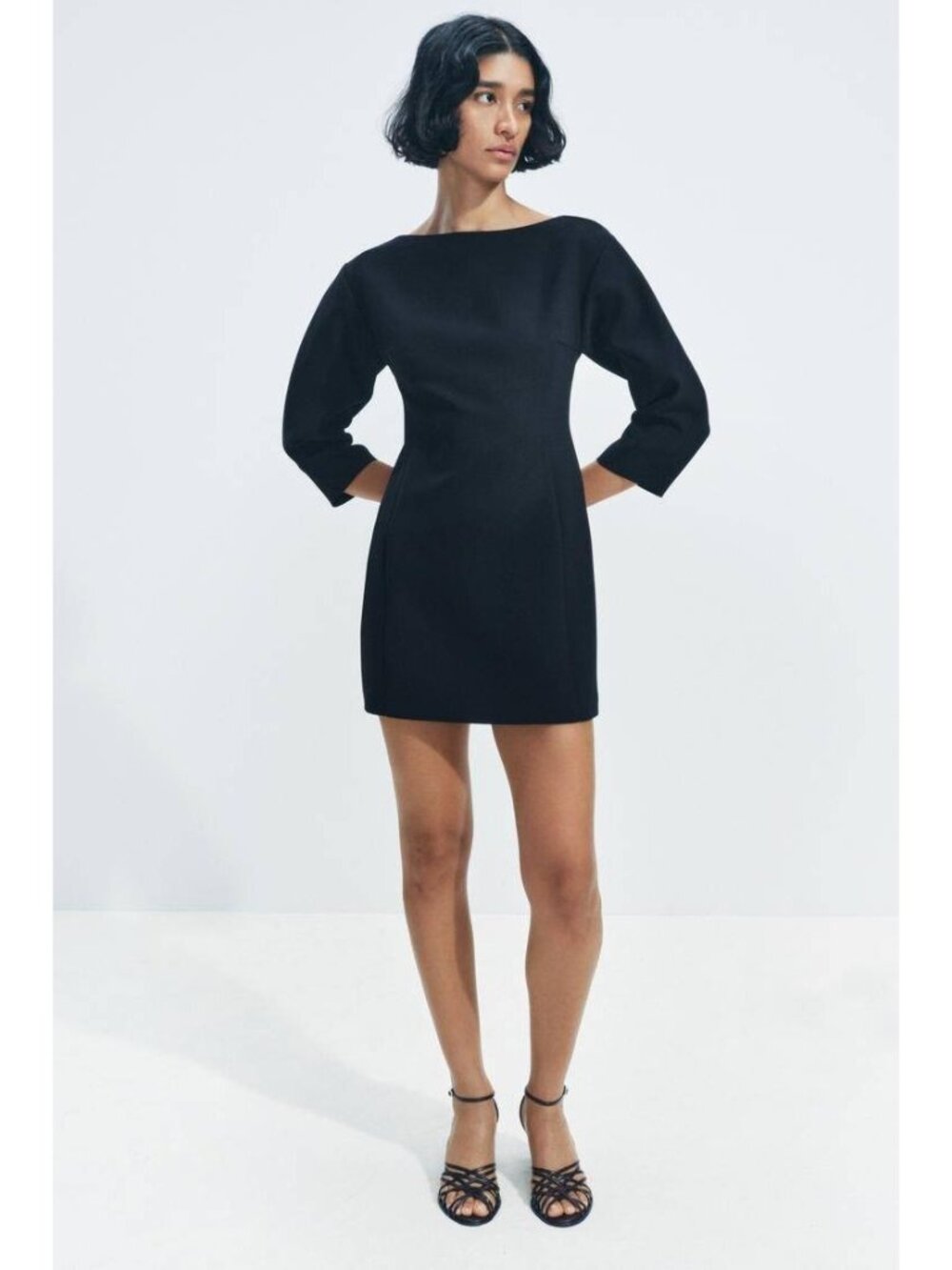 Zara Black Dress Women XL Long Sleeve Shift Mini New With Tags NWT